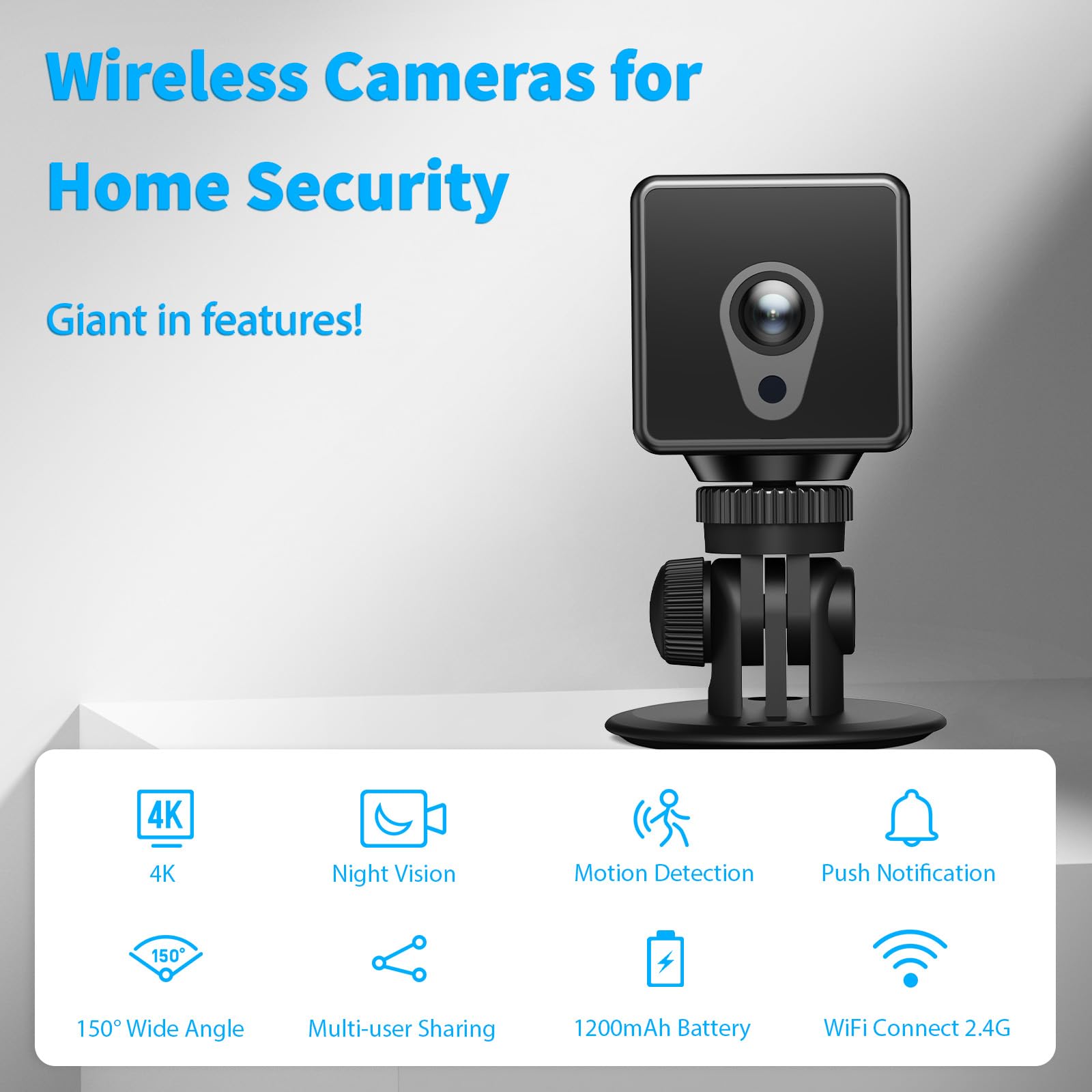 Mini Camera 2026 4K HD WiFi Portable Nanny Cam with Motion Detection,Cloud & SD Storage,Night Vision,Wide Angle,Can No Need WiFi Cams Micro Wireless Small Security Cameras for Home Baby Indoor Outdoor