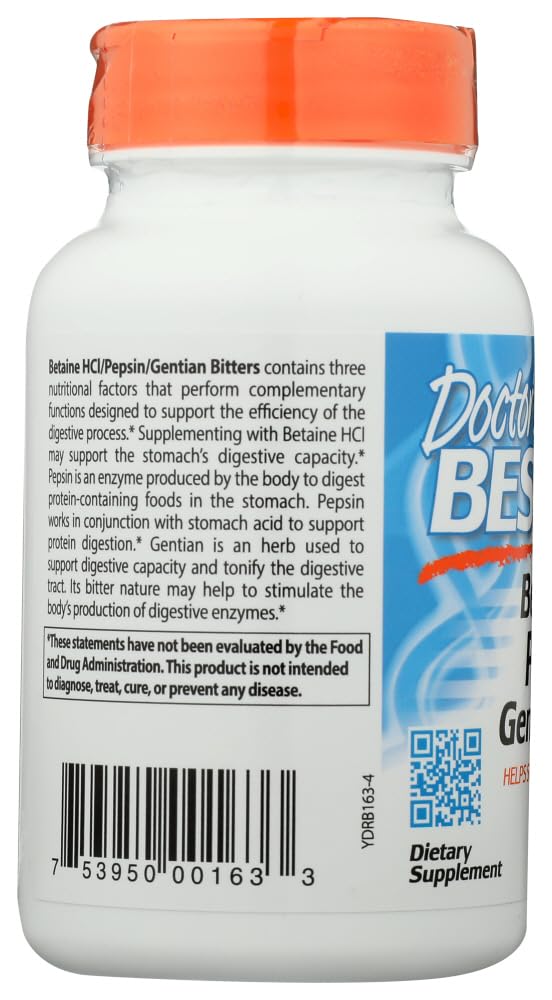 Doctor's Best, Betaine HCL Pepsin & Gentian Bitters