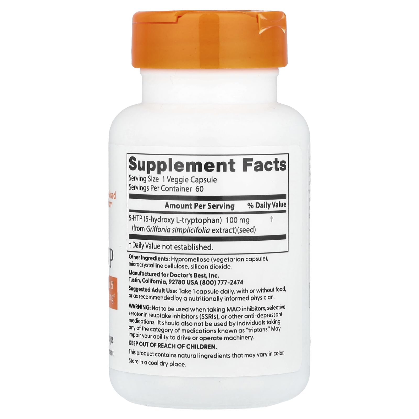 Doctor's Best, Best 5-HTP, 100 mg, 60 Veggie Caps