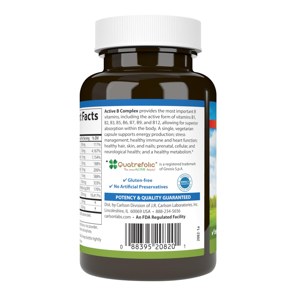 Carlson - Active B Complex, Energy Production, Immune Function & Stress Management (120 Capsules)