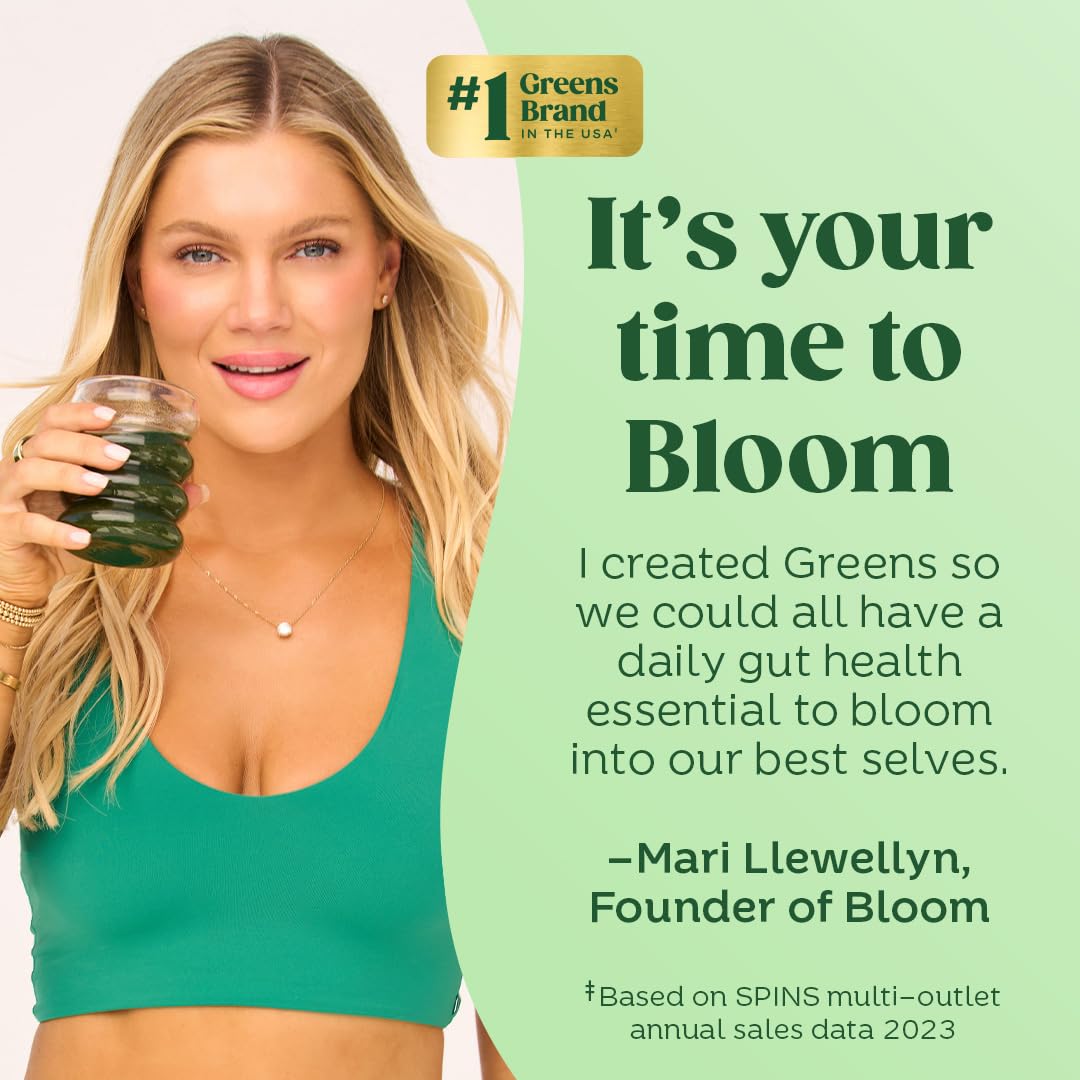 Bloom Nutrition Superfood Greens Powder, Digestive Enzymes with Probiotics and Prebiotics, Gut Health, Bloating Relief for Women, Chlorella, Green Juice Mix with Beet Root Powder, 30 SVG, Citrus