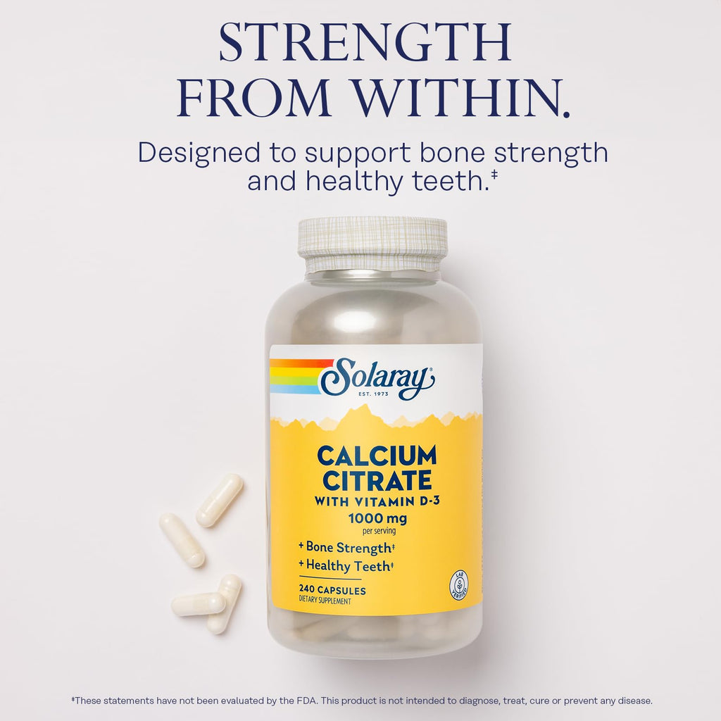 SOLARAY Calcium Citrate with Vitamin D3 1000 mg, 240 Capsules