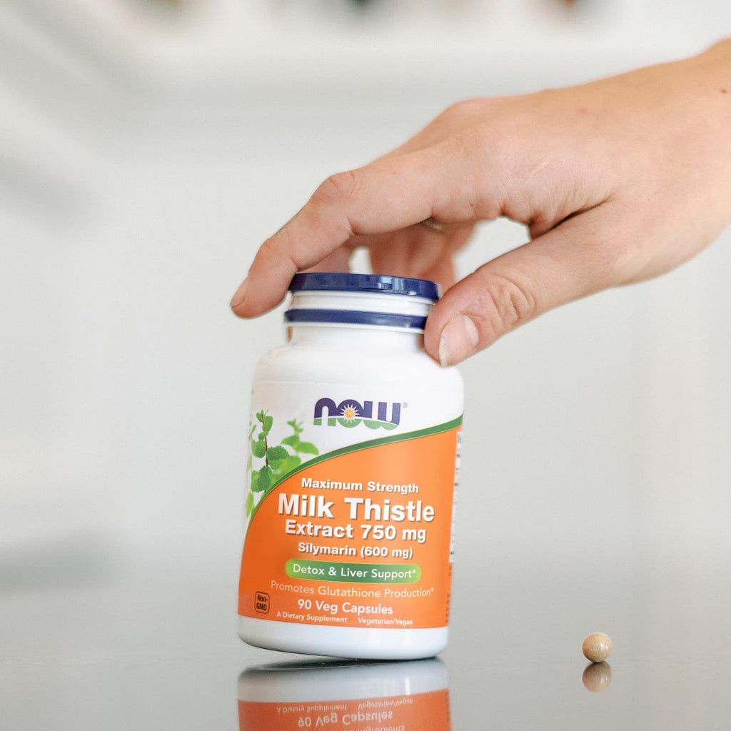 Now Foods Milk Thistle Extract 750 mg Silymarin (600 mg), Maximum Strength - 90 Veg Capsules