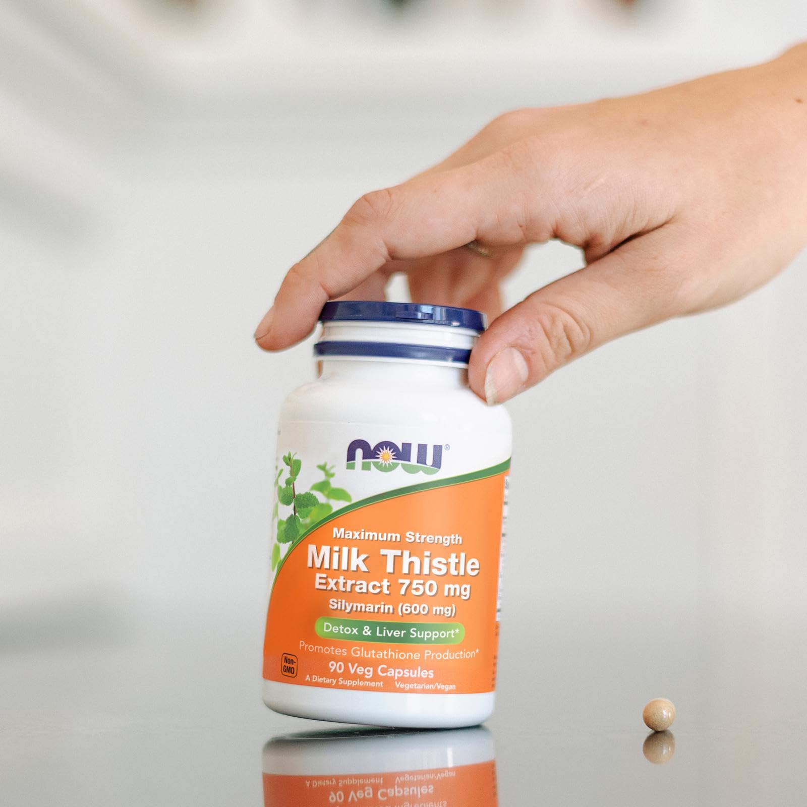 Now Foods Milk Thistle Extract 750 mg Silymarin (600 mg), Maximum Strength - 90 Veg Capsules