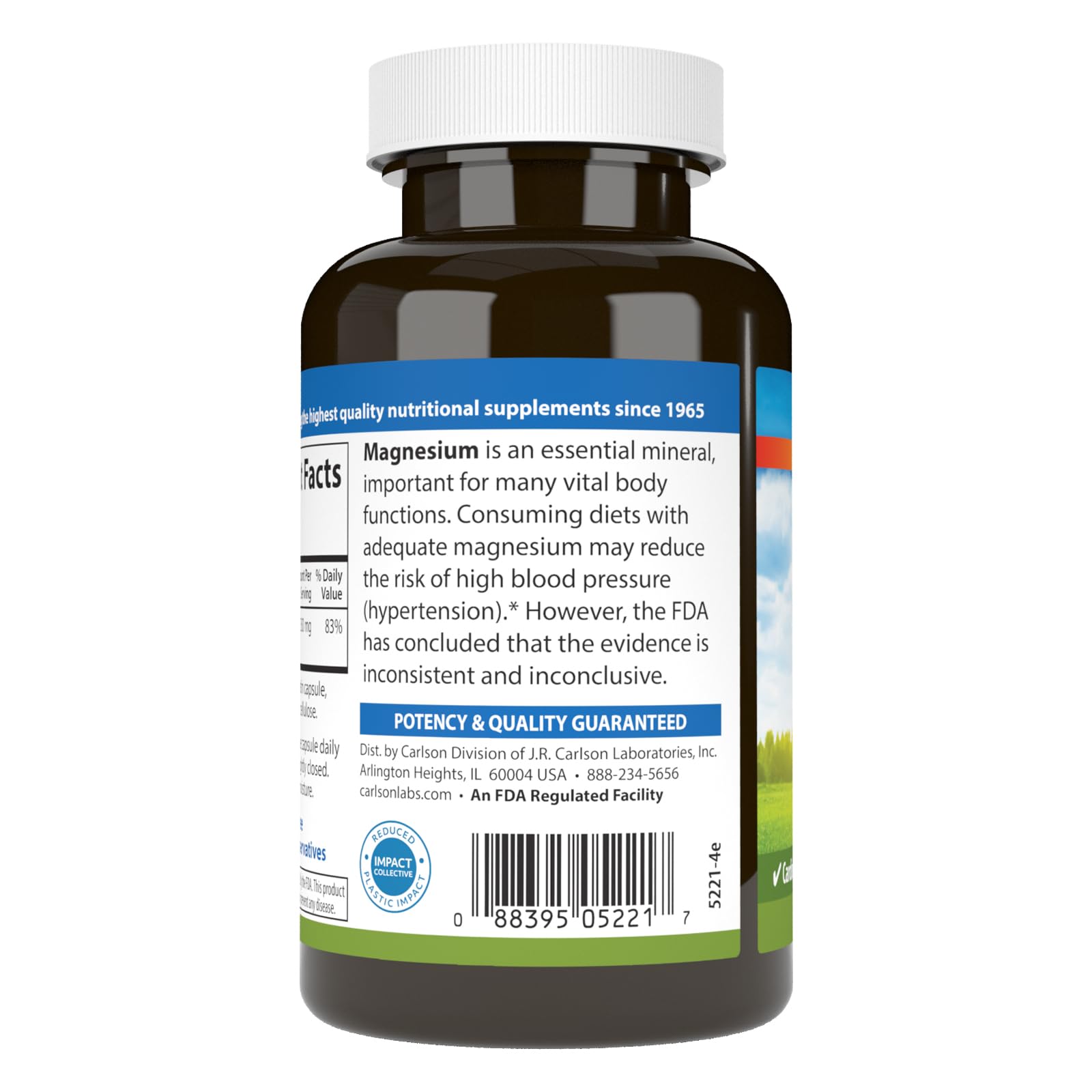 Carlson Magnesium, 350 mg, Circulation Support, Nerve Health, 90 Capsules
