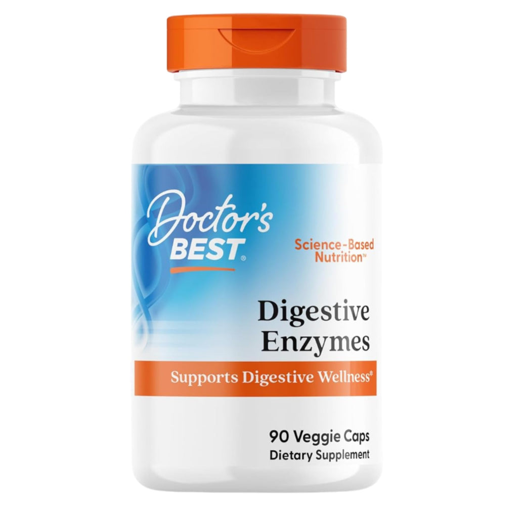 Doctor's Best Digestive Enzymes Supplement for Women & Men - Supports Gut Health, Digestion, & Overall Wellness, Formulated with Amylase, Super Enzyme Blend for Food Break Down, Non GMO - 90 Veg Caps