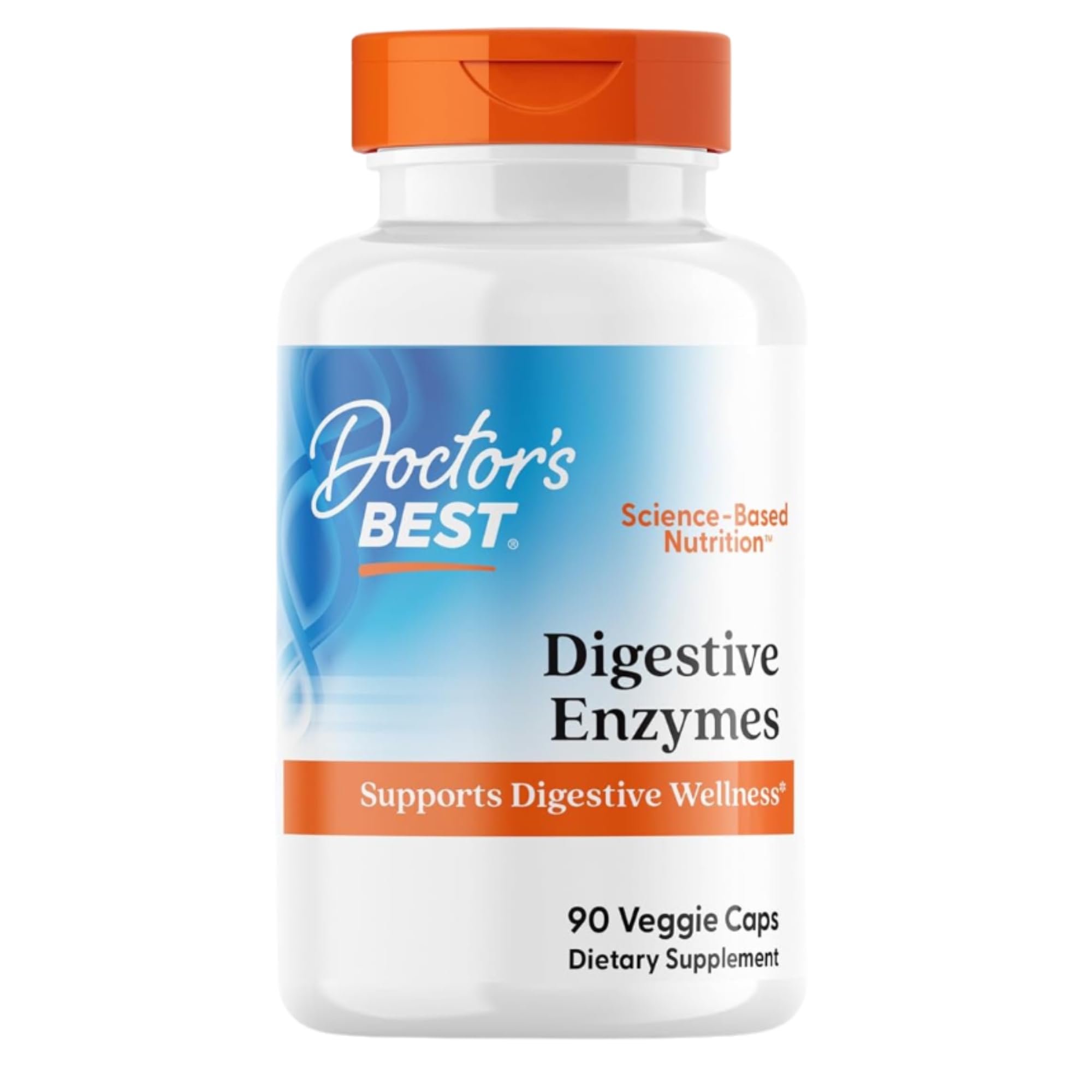 Doctor's Best Digestive Enzymes Supplement for Women & Men - Supports Gut Health, Digestion, & Overall Wellness, Formulated with Amylase, Super Enzyme Blend for Food Break Down, Non GMO - 90 Veg Caps