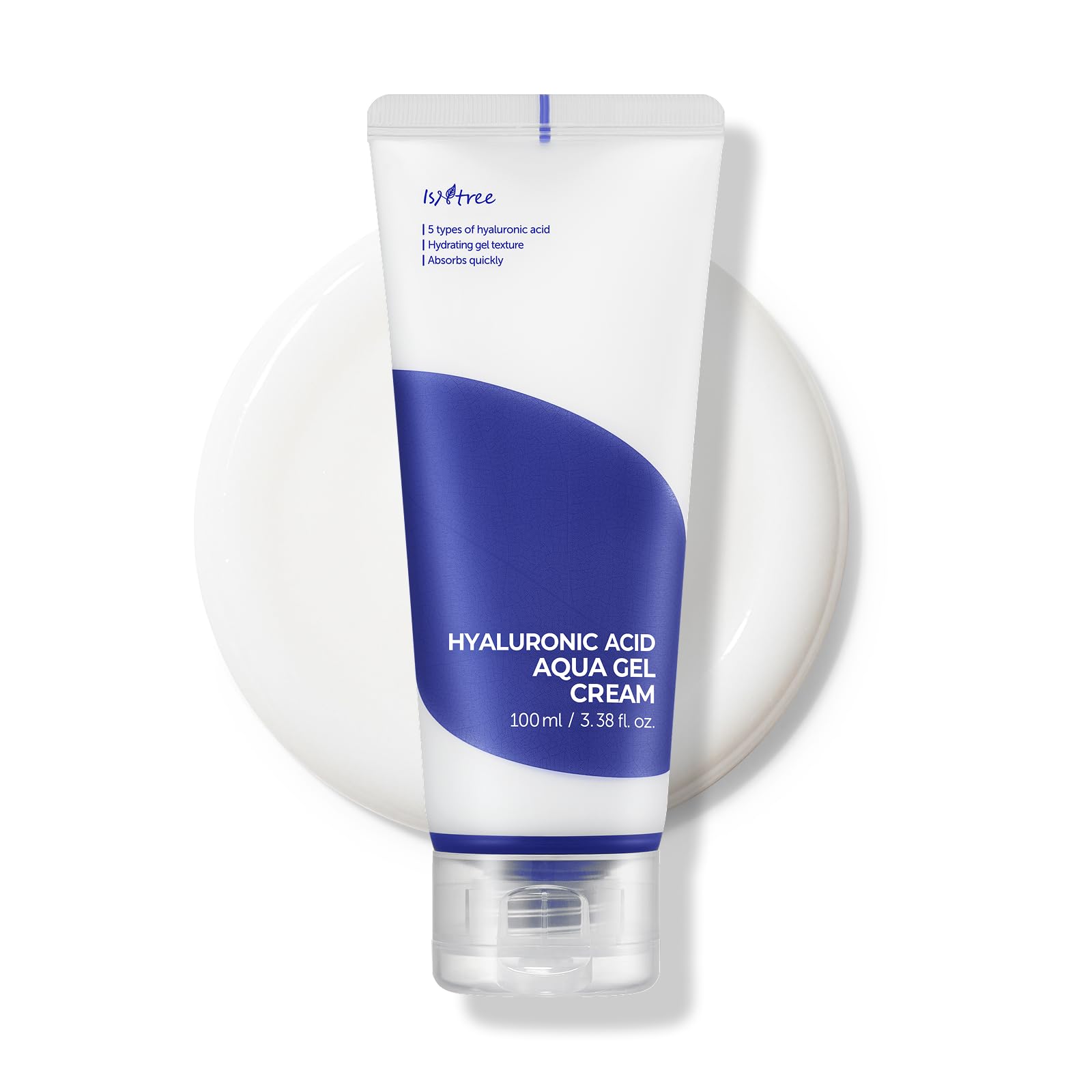 IsNtree Hyaluronic Acid Aqua Gel Cream | Lightweight Gel Moisturizer with Hyaluronic Acid | Korean Face Moisturizer, Quick-Absorbing & Non-Greasy Hydration, 3.38 fl oz