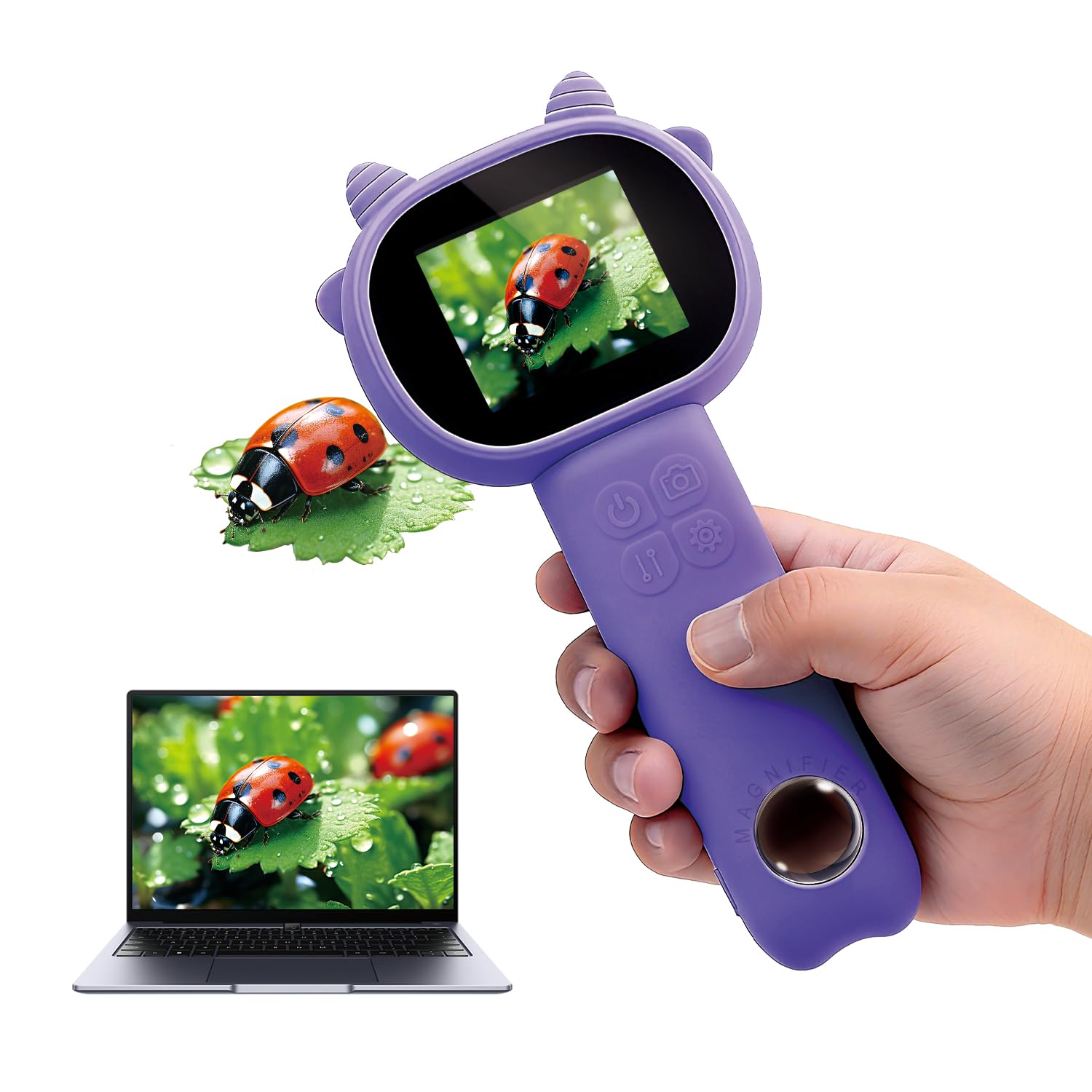 Microscope for Kids 500x Magnification,Mini Pocket Handheld Microscope with 2.0" Screen for Toddlers-STEM Educational Science Kit Toys for Boys Girls Aged 3-12 Christmas Birthday Gifts (Purple)