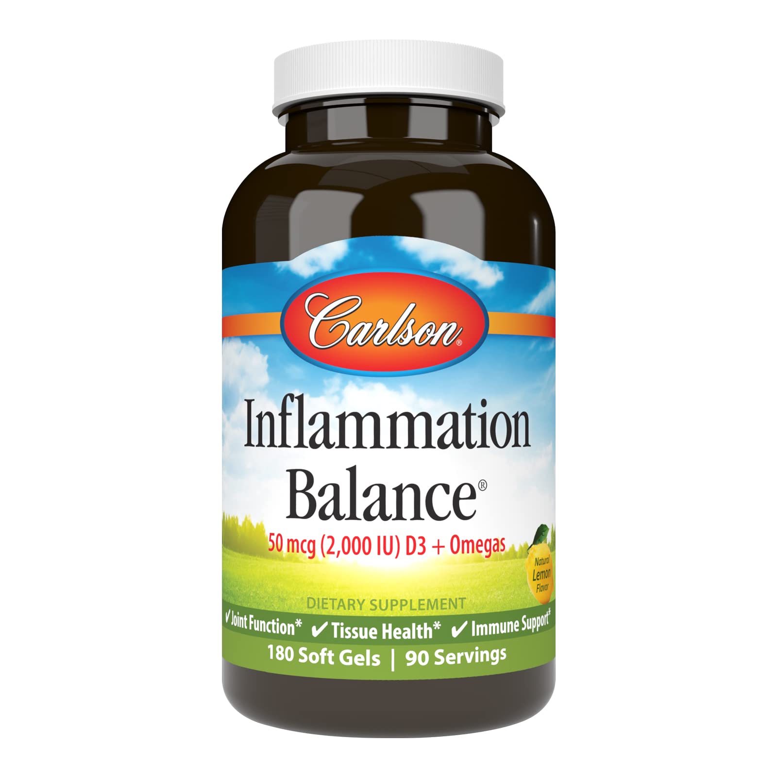 Carlson Inflammation Balance, with D3, From Norway, 180 Softgels