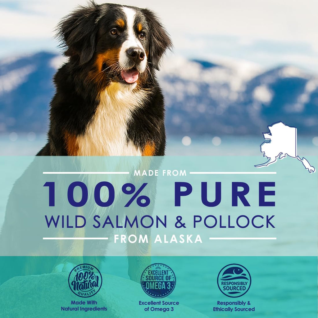 Pure Wild Alaskan Salmon Oil for Dogs - Omega 3 Formula - Dog Fish Oil Liquid - Skin and Coat Supplement for Shedding - Dry Itchy Skin and Allergies - EPA + DHA Fatty Acids - 32 oz Pump Bottle