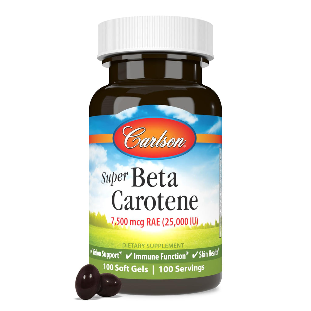 Carlson Super Beta Carotene, 25000 IU (15 mg), Vision Health, 100 Softgels