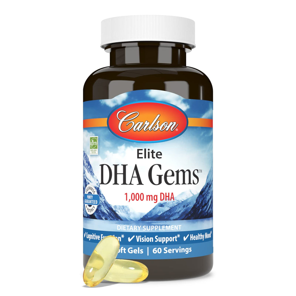 Carlson Elite DHA Gems, 1000 mg, DHA in a Single Soft Gel, 60 Soft Gels