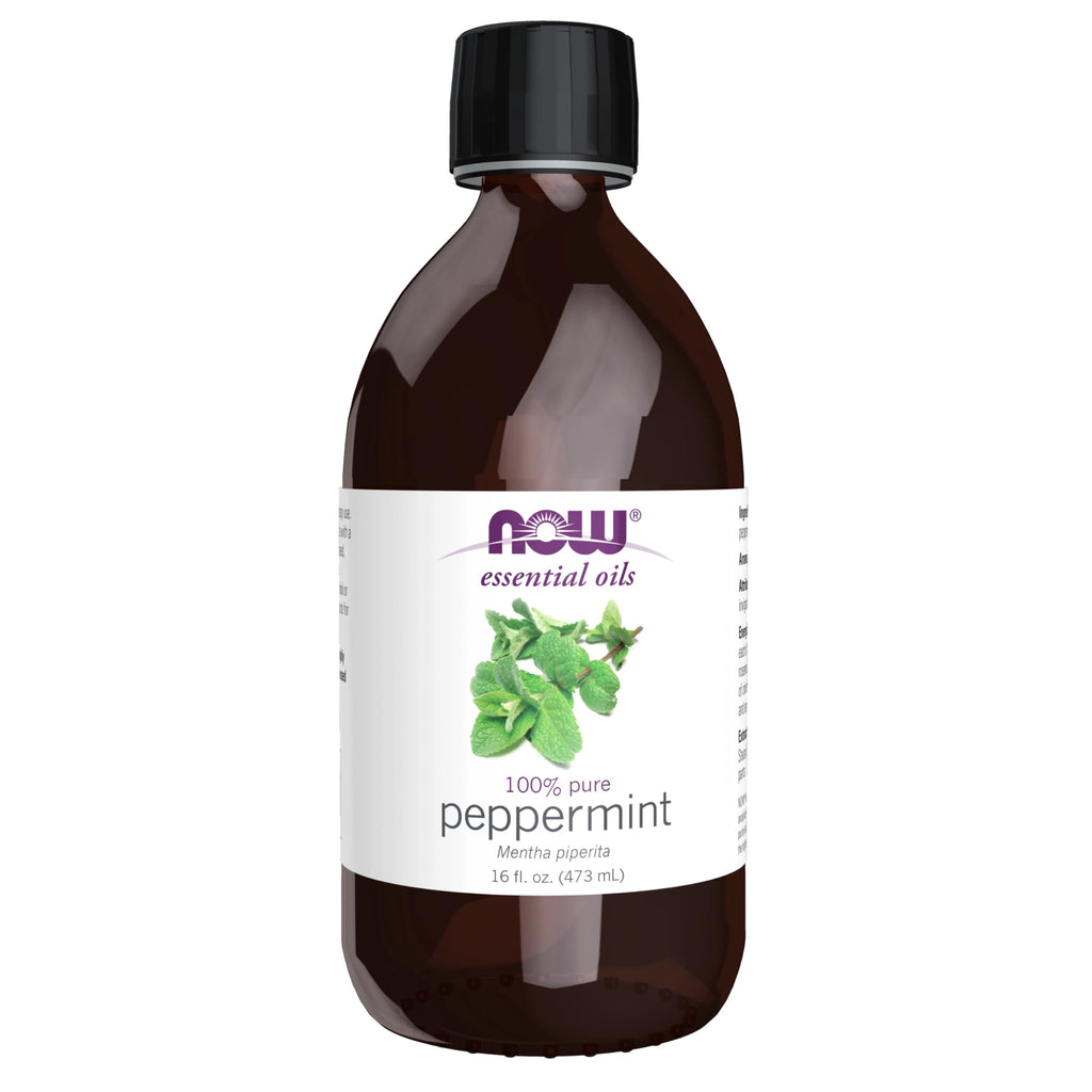 NOW Essential Oils, Peppermint Oil, Steam Distilled, Undiluted, 16 fl. oz