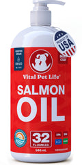 Salmon Oil for Dogs & Cats, Healthy Skin & Coat, Liquid Fish Omega 3, 32 oz