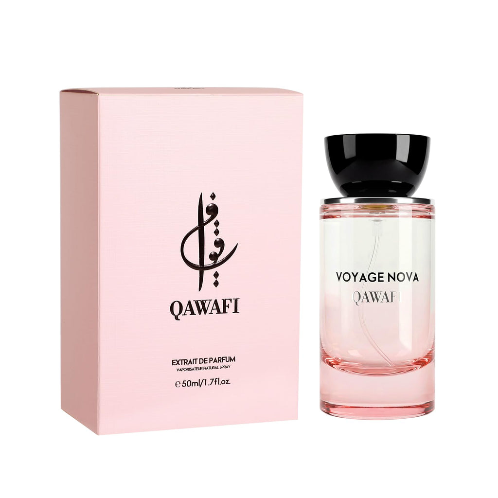 QAWAFI Voyage Nova Eau de Parfum for Women, Lychee Bergamot Ginger, Rose Peony Cocoa Blossom, Elegant Patchouli, Long Lasting Spring Fall Perfume, 50ml &1.7fl oz