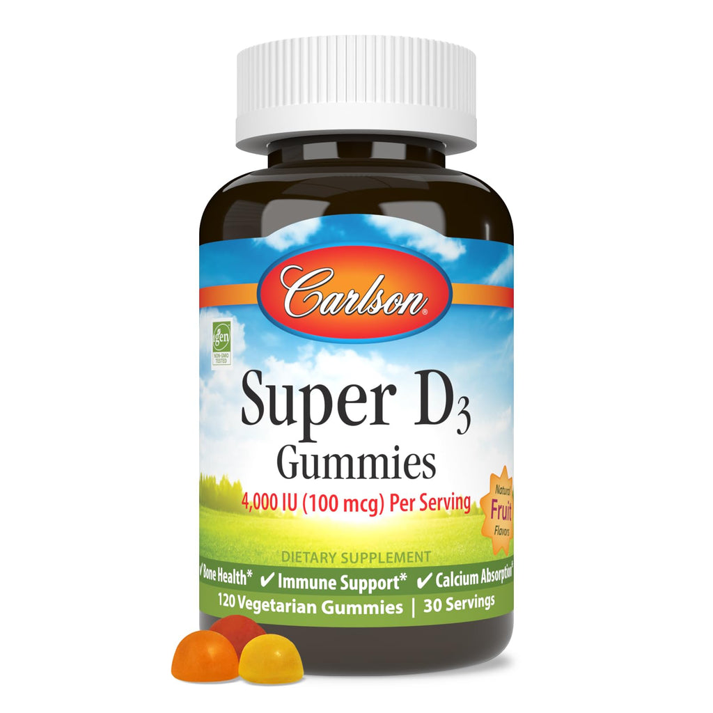 Carlson Super D3 Gummies 4,000 IU (100 mcg), 120 Vegetarian Gummies