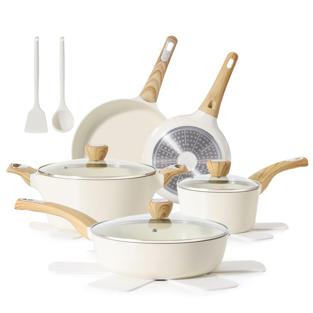 SENSARTE Ceramic Cookware Sets, Pots and Pans Set Non stick, 14 Piece Induction Cookware, Non toxic Healthy Non Stick Kitchen Cooking Set, with Frying Pans Set, PFAS PTFE PFOA PFOS Free