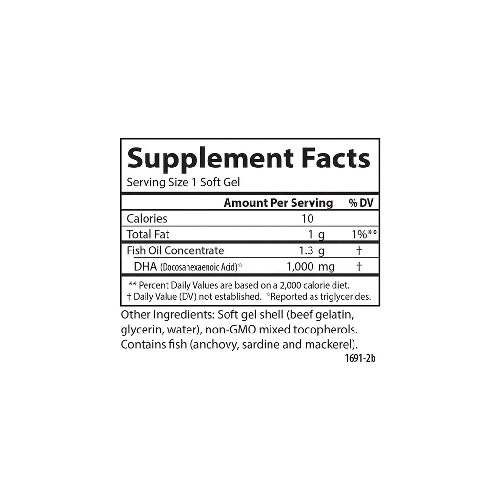 Carlson Elite DHA Gems, 1000 mg, DHA in a Single Soft Gel, 60 Soft Gels