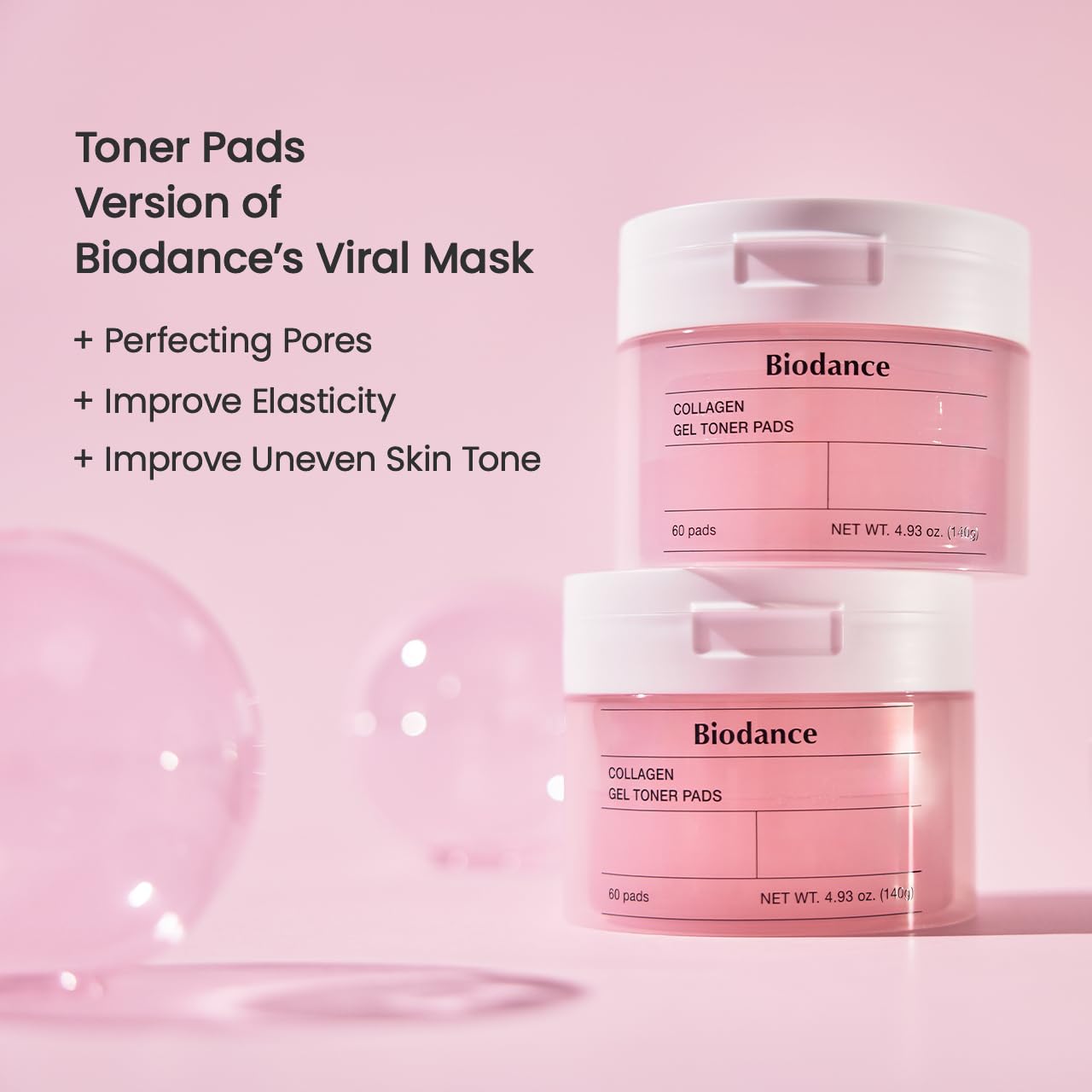 BIODANCE Collagen Day & Night Gel Duo: Bio-Collagen Mask & Toner Pads Set, Korean Skincare Set, Pink Duo for Firming, Plumping, Hydrating, Glass Skin, Korean Skin Care, Skin Care Routine Set