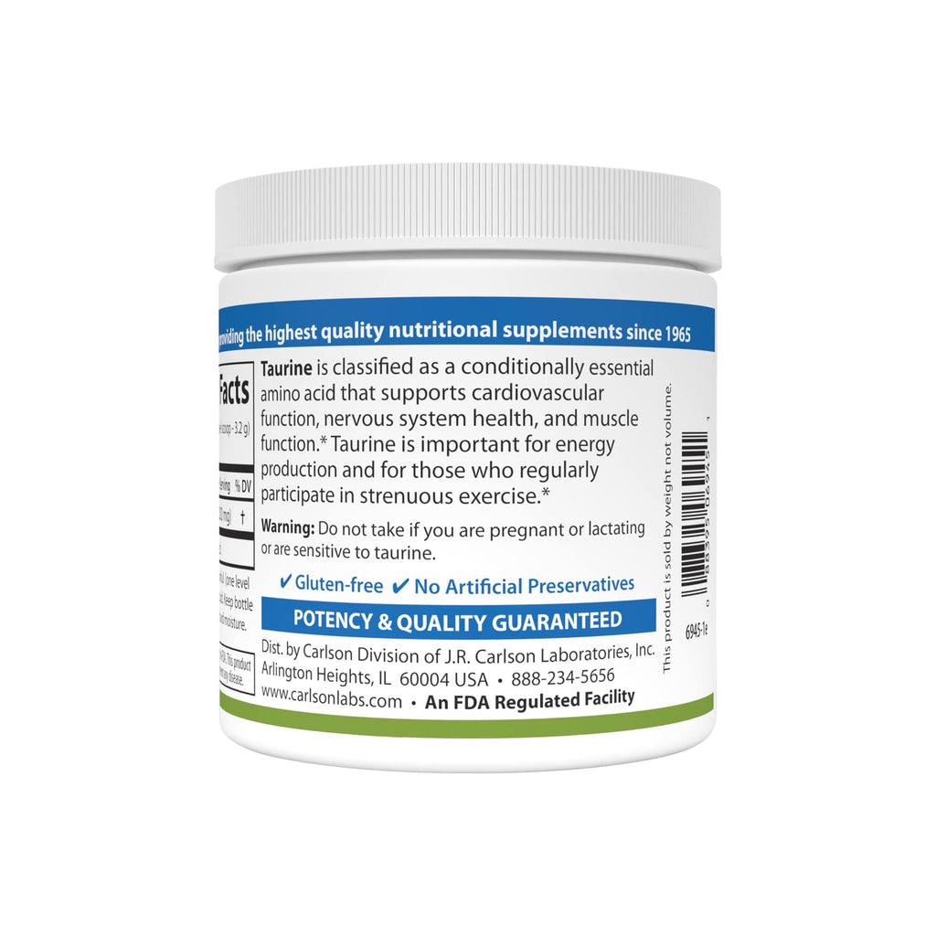 Carlson Taurine Powder, 3.2 g (3200 mg), Nerve Health, 3.53 oz (100 g)