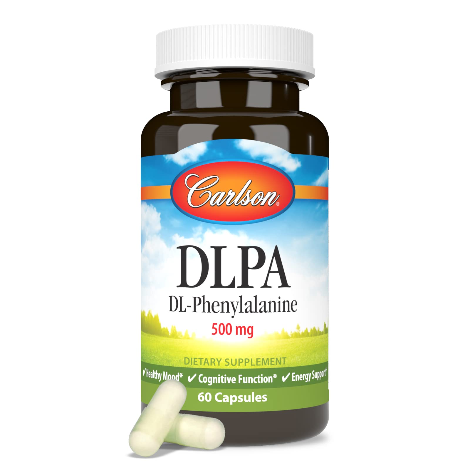 Carlson DLPA DL-Phenylalanine, 500 mg, Nerve Health, 60 Capsules