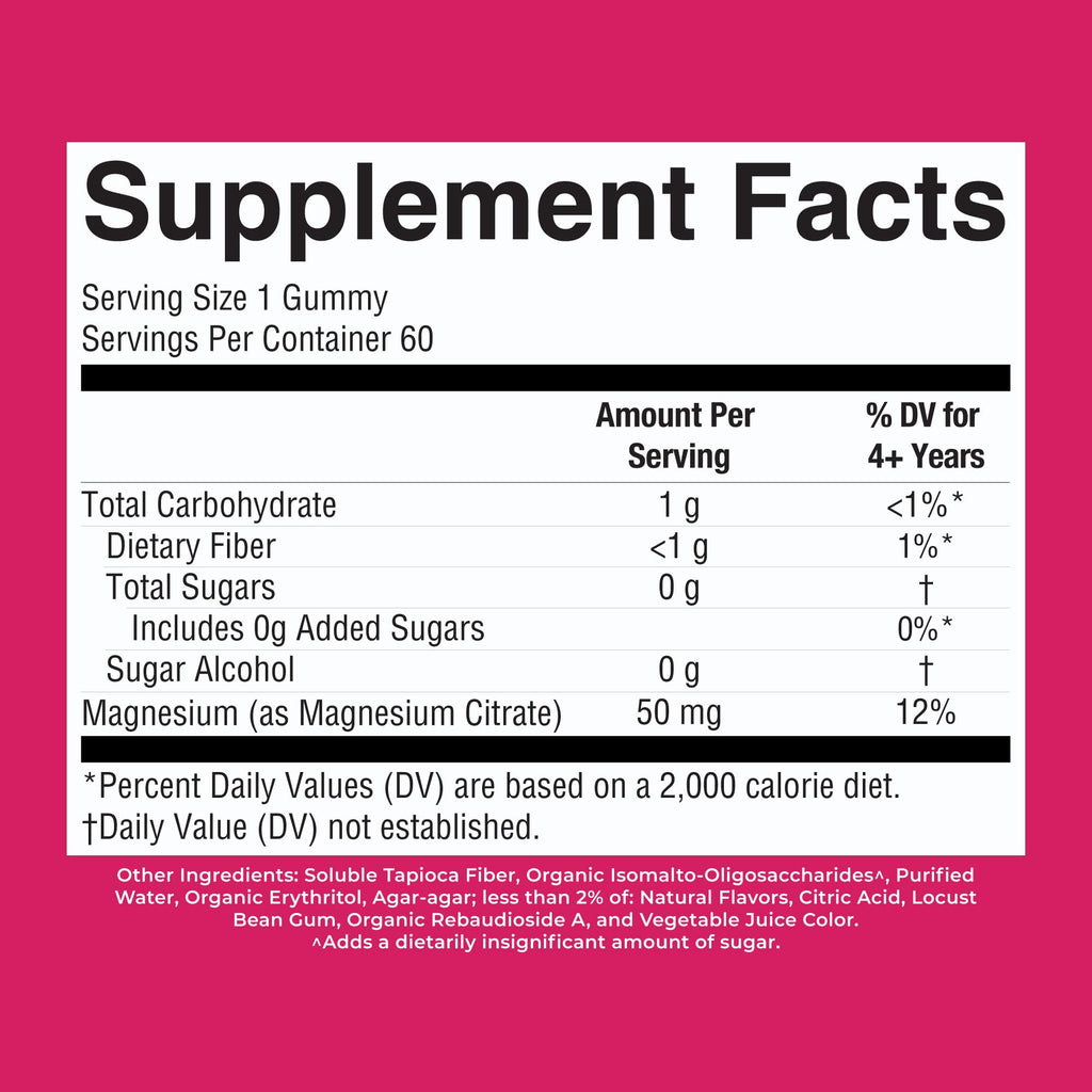 MaryRuth's Kids Magnesium Gummies, 50mg Magnesium Citrate for Kids 4+, 60ct