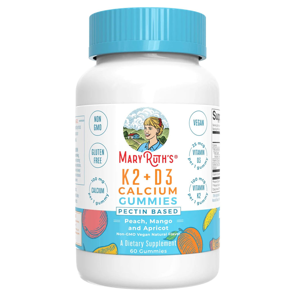 MARYRUTH'S Vitamin D3 K2 Calcium Gummies, Bone Health, 2 Month Supply, 60ct
