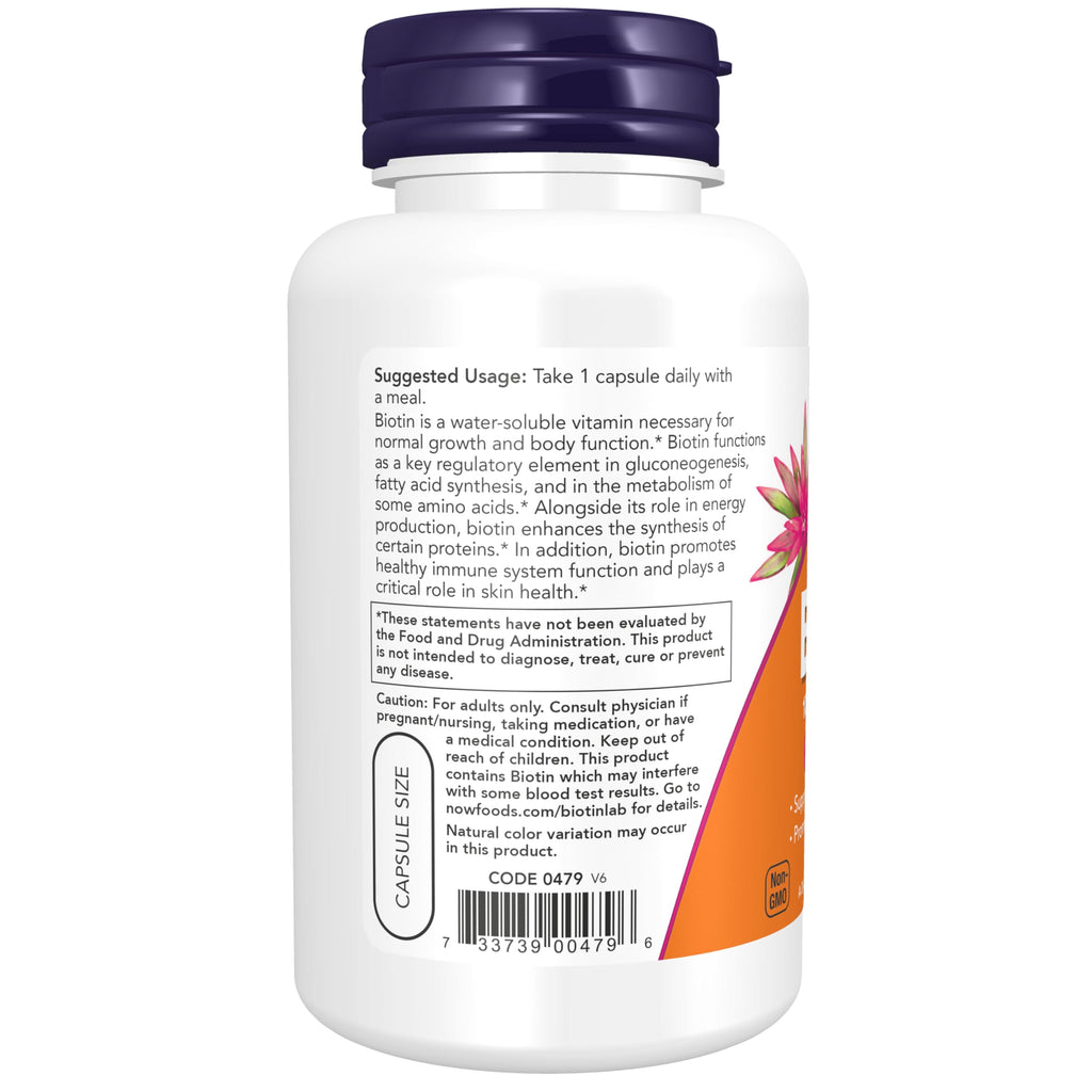 NOW Foods Supplements, Biotin 10 mg (10,000 mcg), Extra Strength, Energy Production*, 120 Veg Capsules