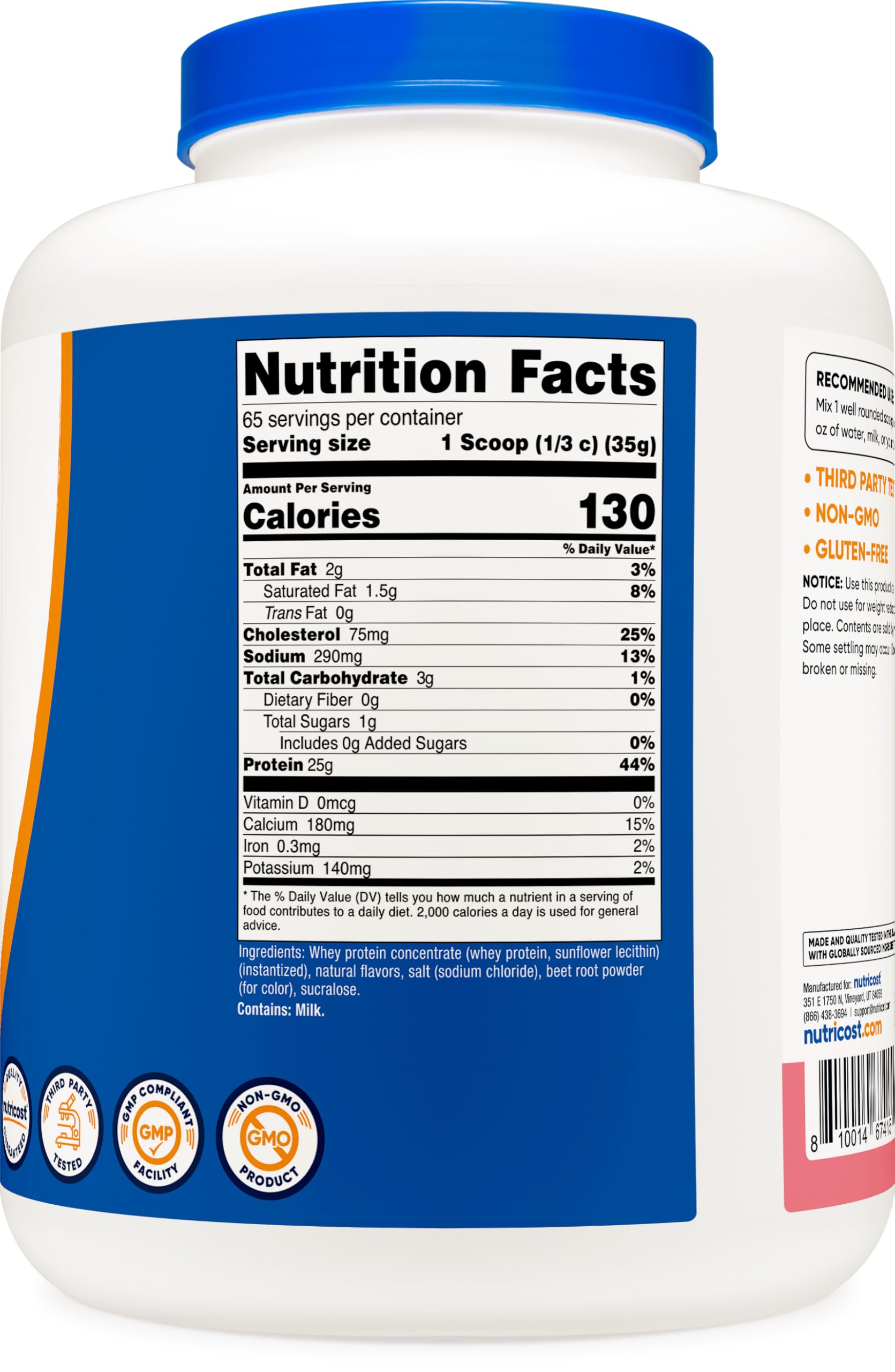 Nutricost Whey Protein Concentrate (Strawberry Milkshake) 5LBS - Gluten Free & GMO Free