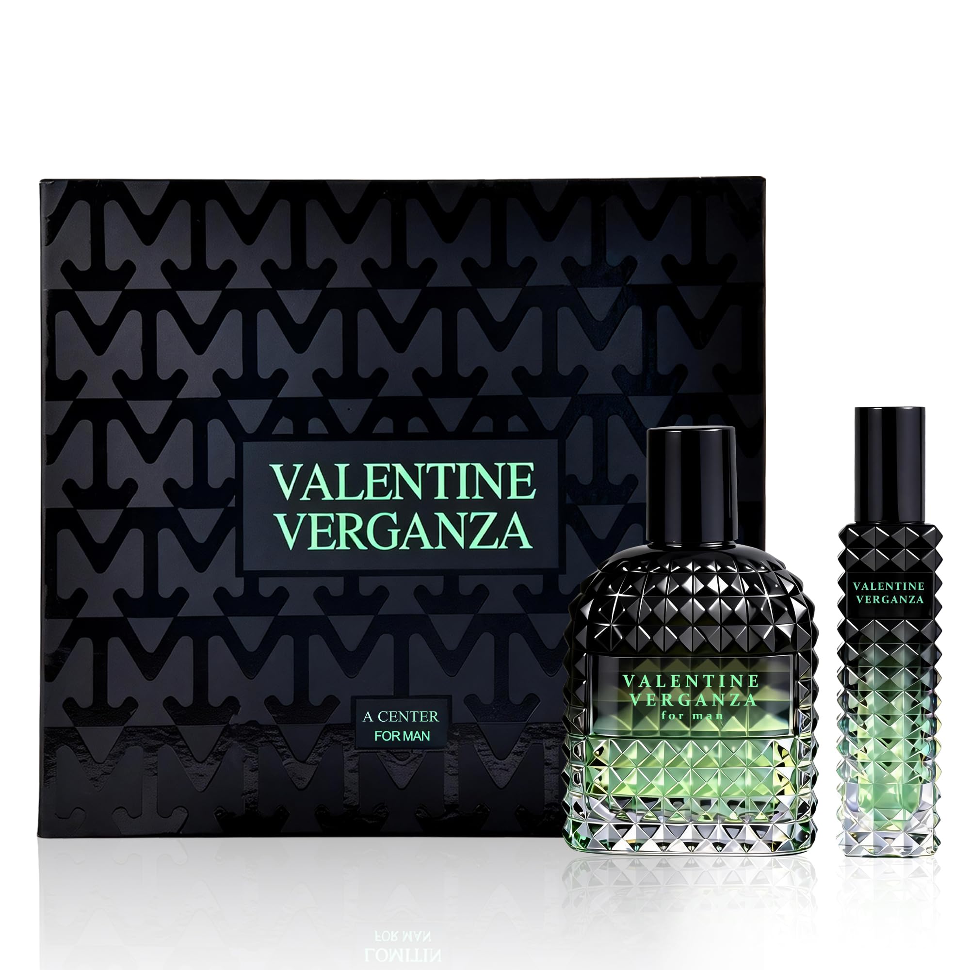 A CENTER Valentine Verganza Men's Cologne Gift Set 2pcs/100ml&30ml Eau de Parfum Bergamot Coffee&Vetiver Fragrance Cologne Gift Combo for Him