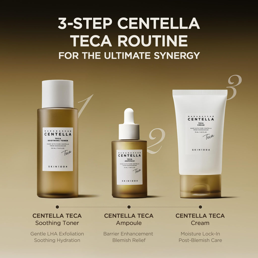 SKIN1004 Madagascar Centella TECA Toner & Ampoule Set, Soothing Toner with LHA for Gentle Exfoliation, Hydrating Serum with TECA & PDRN for Moisture Barrier Support & Oil Balance, Korean Skin Care