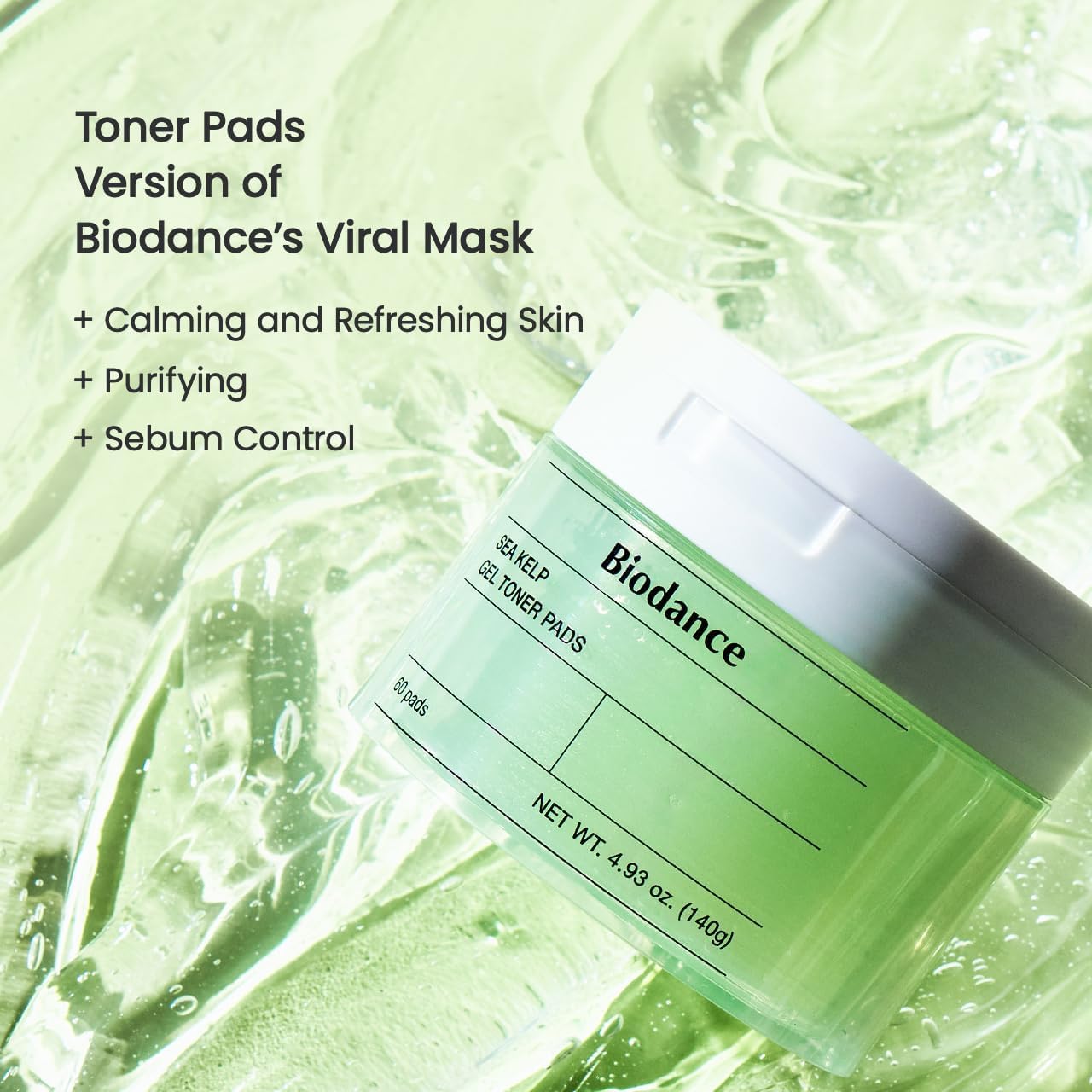 BIODANCE Sea Kelp Day & Night Gel Duo: Sea Kelp Mask & Toner Pads Set, Calming, Soothing, Oil Sebum Control for Sensitive Oily Skin, Korean Skin Care, Skin Care Set
