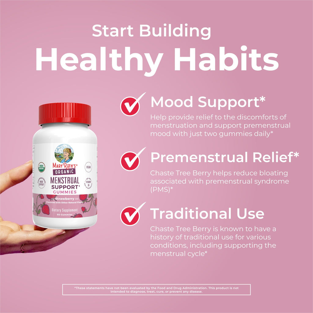 MaryRuth's Organic Menstrual Support Gummies for PMS Relief, 30 Servings