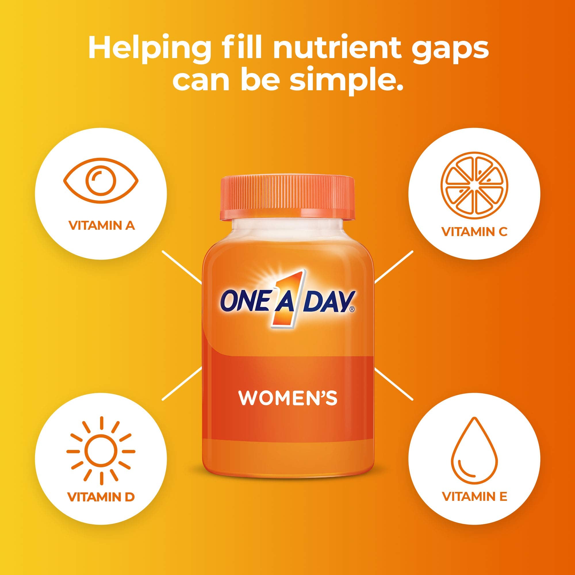 One A Day Women’s Multivitamin, Supplement with Vitamin A, Vitamin C, Vitamin D, Vitamin E and Zinc for Immune Health Support, B12, Biotin, Calcium & More, Tablet, 100 count