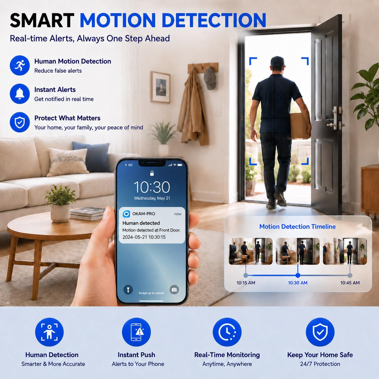 4K Mini Indoor Security Camera Wirless Nanny Cam with 60-Days Battery Life