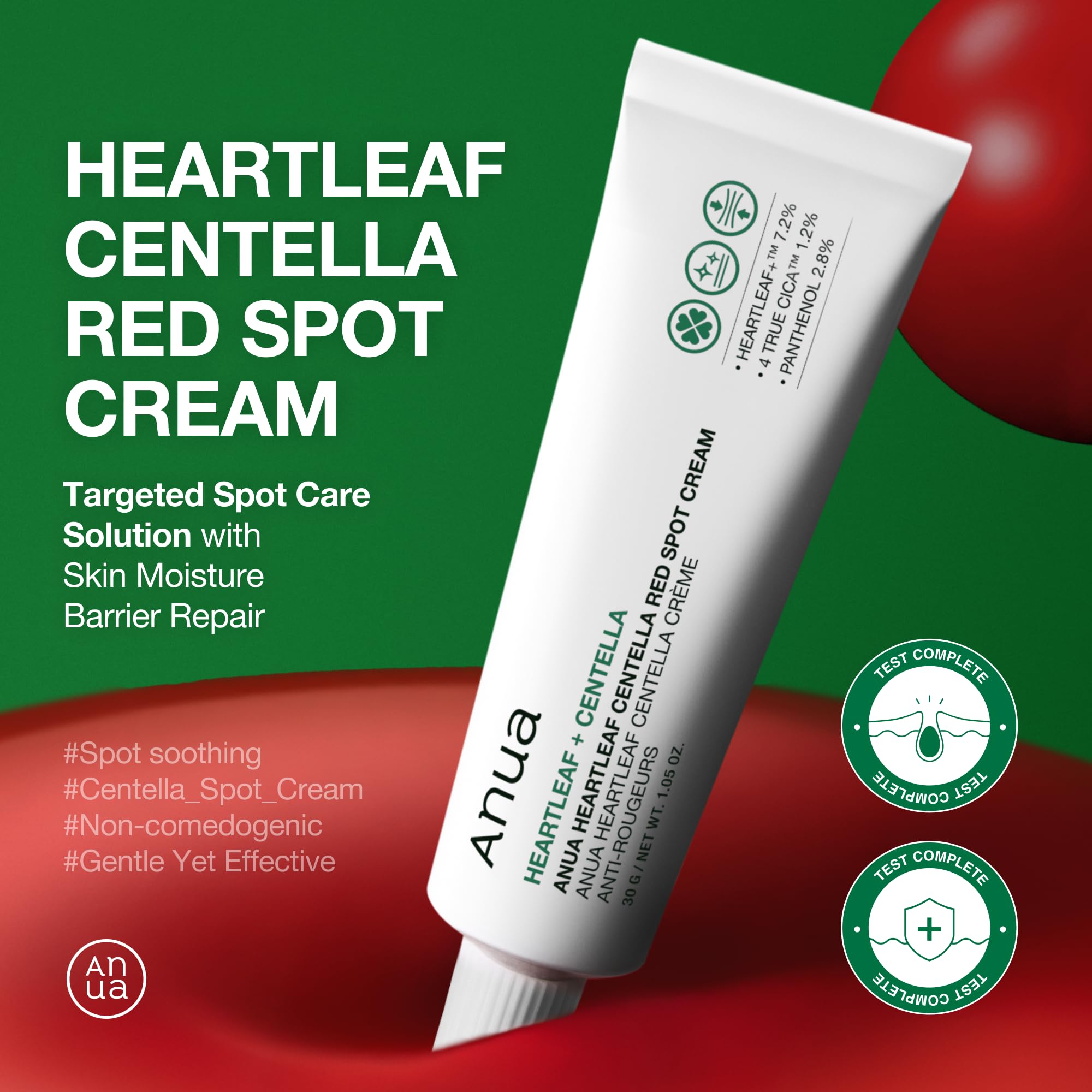 Anua Heartleaf Centella Red Spot Cream, Face Moisturizer for Skin Relief, Niacinamide, Panthenol, Cica Calming Care, Barrier Strengthening, Non-Comedogenic, Korean Skincare, 1.05 fl oz