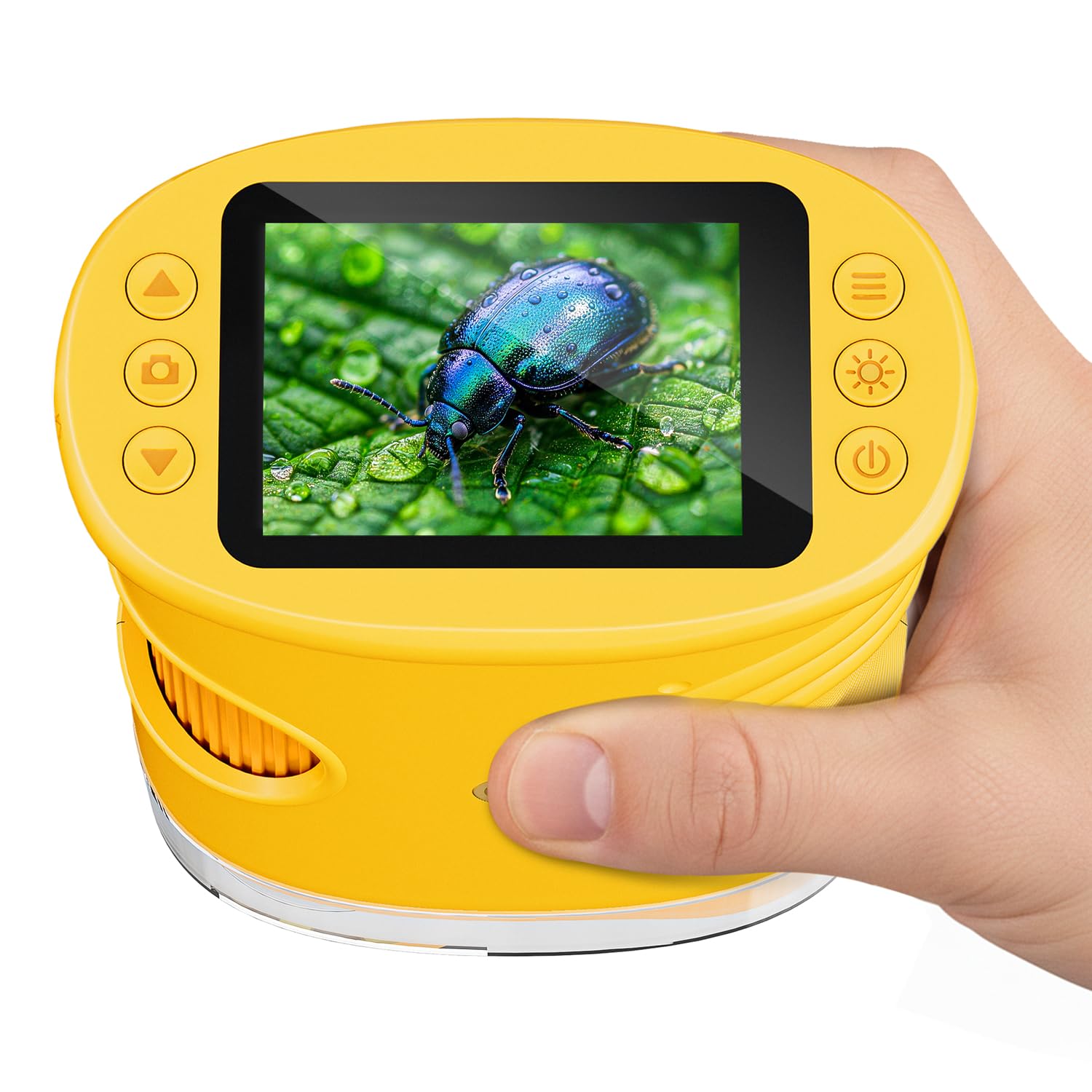 Temodu Kids Microscope 2.0" Screen 1000X Digital Microscope for Kids, Mini Pocket Handheld Microscopes for Children Birthday Festival Gift, Science Education Fun Toys for Boys Girls Ages 4-12 (Yellow)