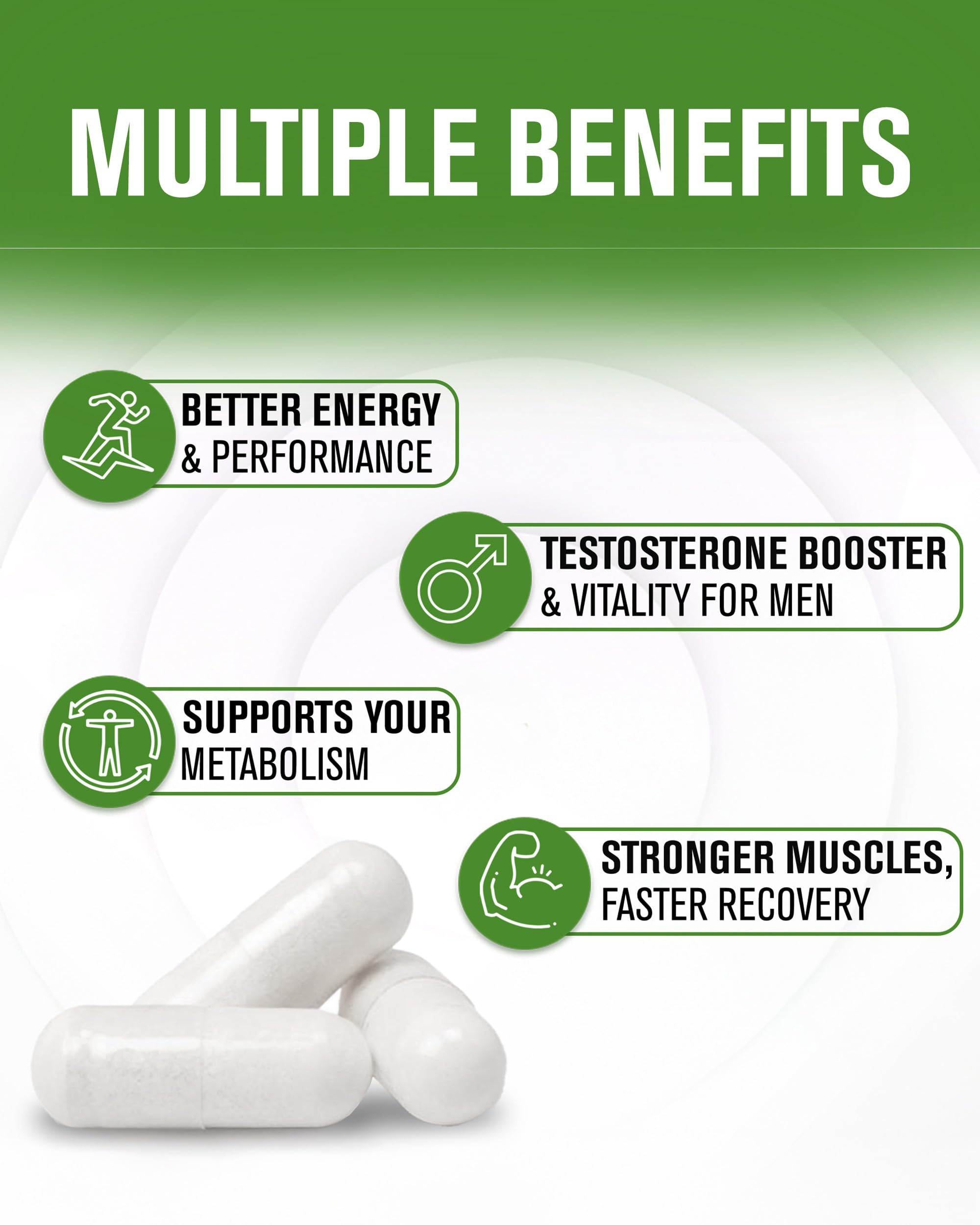 NaturalSlim Natural Testosterone Booster for Men - Male Enhancing Supplement with Ginkgo Biloba, L Arginine, Zinc, Vitamin B3, & Testofen for Energy, Muscle Builder & Metabolism - 180 Capsules