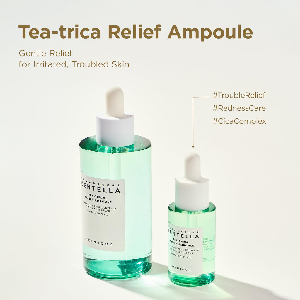 SKIN1004 Madagascar Centella Ampoule Kit, 4ea x 1.10 fl.oz, 30ml, Travel Size Face Serum Collection, Korean Skincare Set with Centella Ampoule and Hydrating Serum for Soothing Care, Korean Skin Care