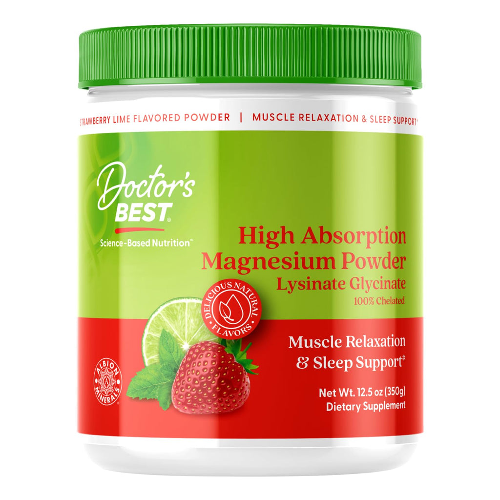 Doctor's Best Magnesium Glycinate Powder, Strawberry Lime Flavor, 12.5 oz