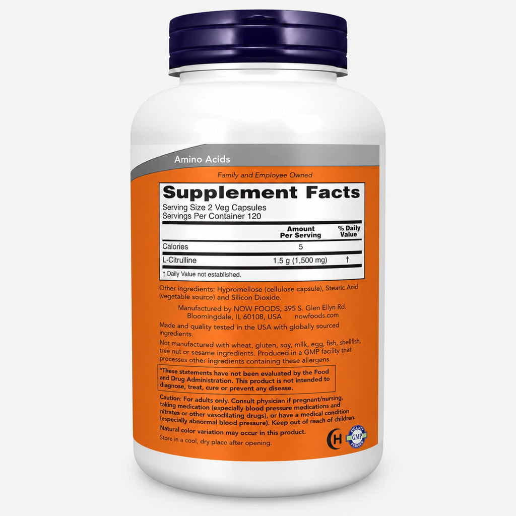 NOW Foods Supplements, L-Citrulline 750 mg, Amino Acid, 240 Veg Capsules