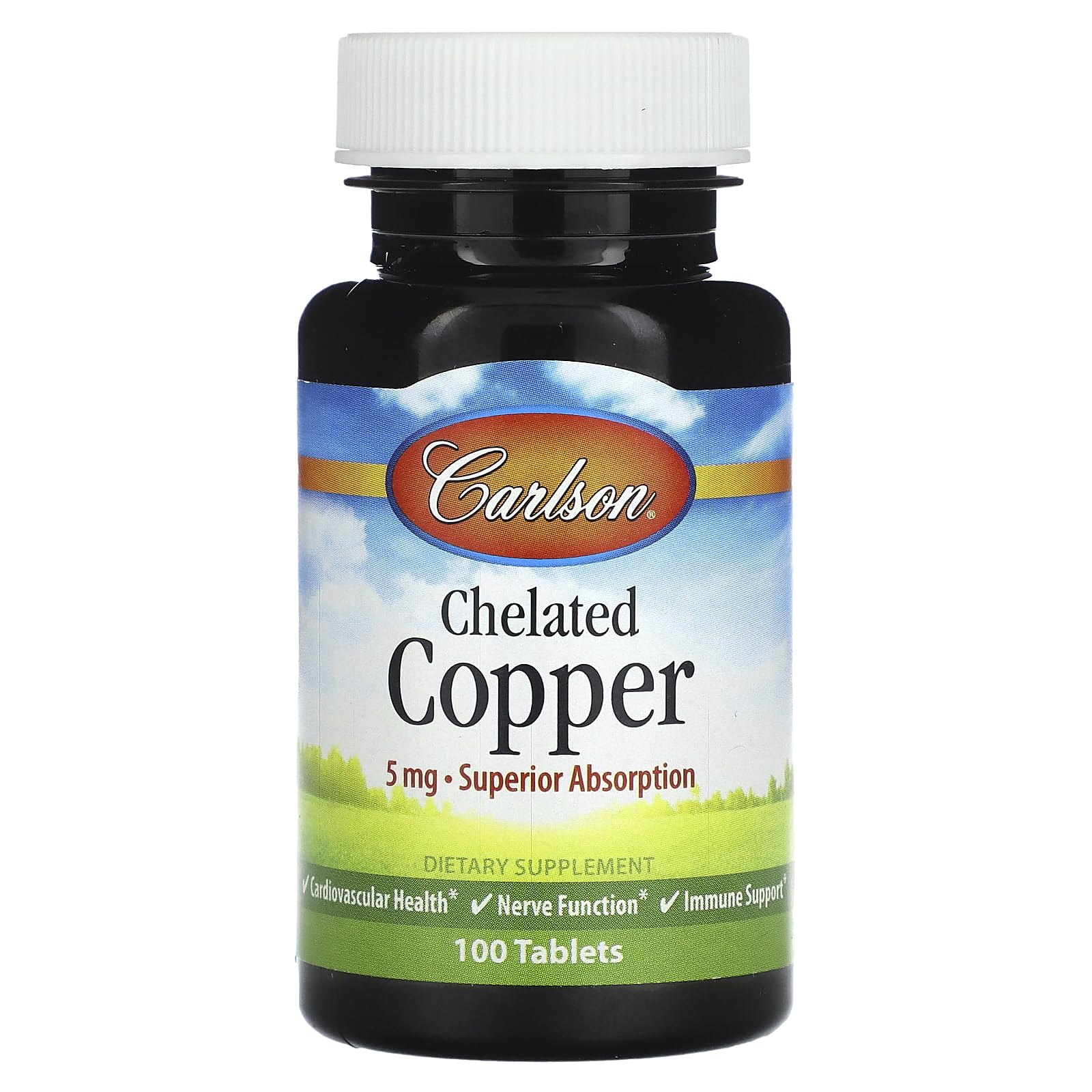 Carlson Chelated Copper, 5 mg, Superior Absorption, 100 Tablets