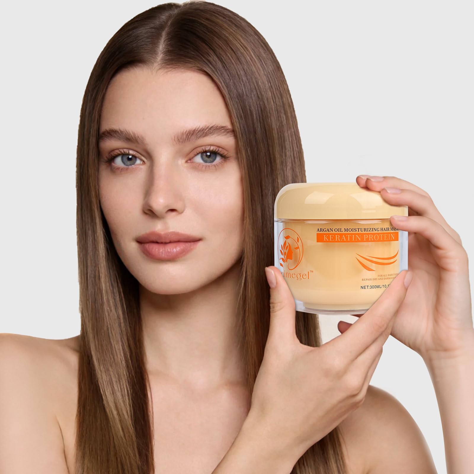 Aomimegel Collagen Repair Hair Mask & Argan Oil Set, 10.15 fl oz + 2 fl oz
