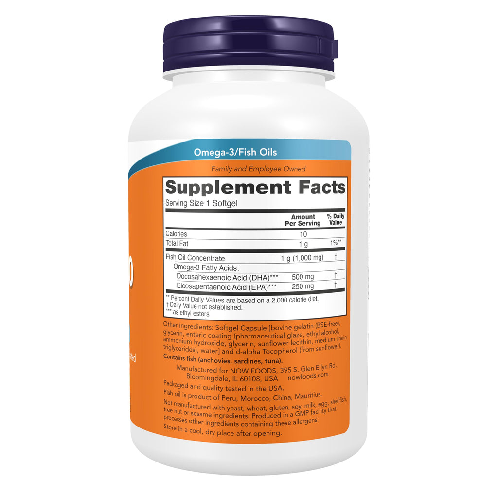 NOW Foods Supplements, DHA-500 with 250 EPA, Molecularly Distilled, 180 Softgels