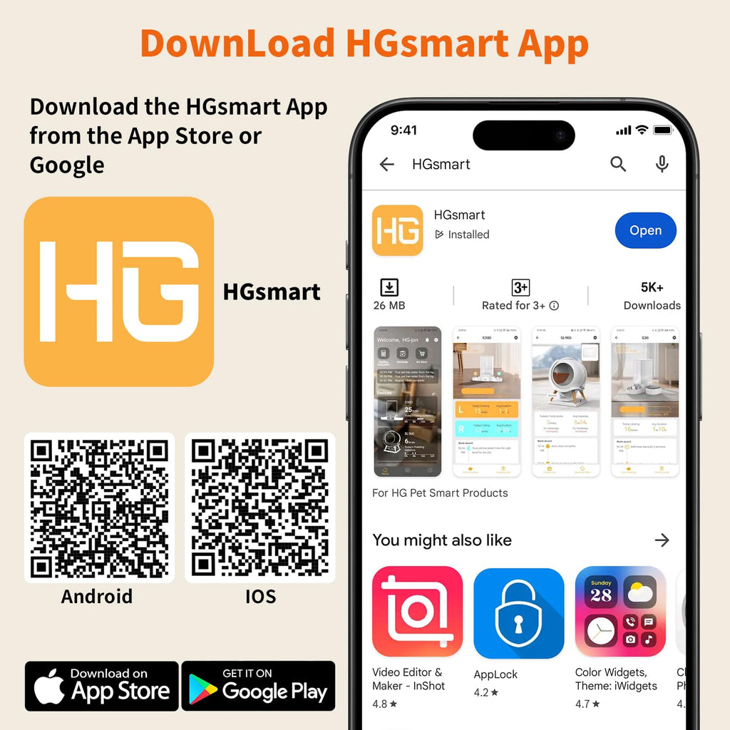 HoneyGuaridan Automatic Cat Feeder for 2 Cats,2.4G/5G WiFi APP Control