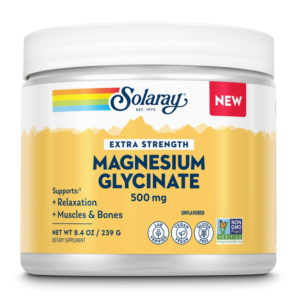 SOLARAY Magnesium Glycinate 500 mg Powder, Unflavored, 8.4 oz