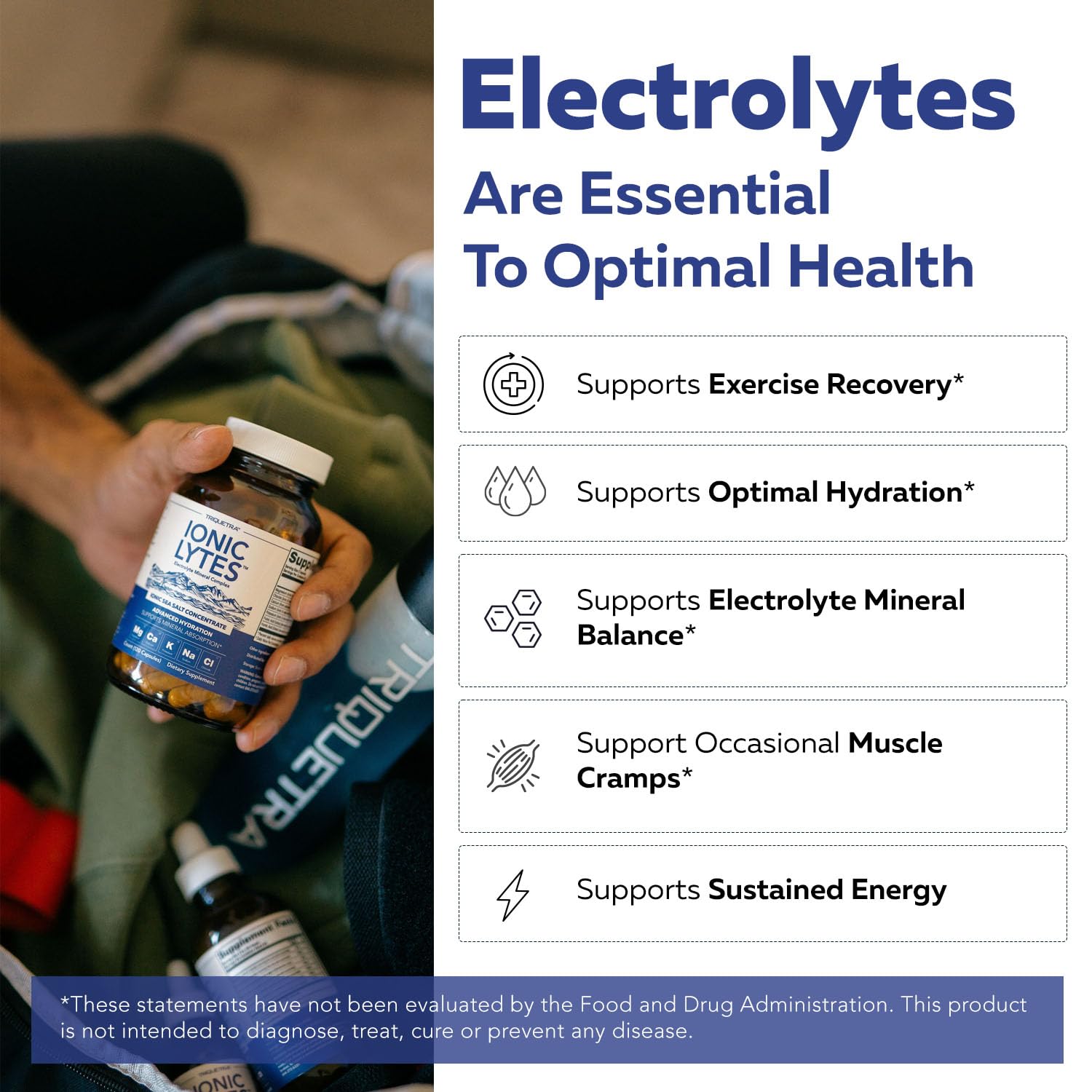 Ionic Lytes™ Electrolyte Mineral Complex with Ionic Sea Salt, Fulvic & Humic Acid - Supports Hydration, Electrolyte & Mineral Balance & Muscle Function (60 Capsules) - Soy-Free, Gluten-Free, cGMP