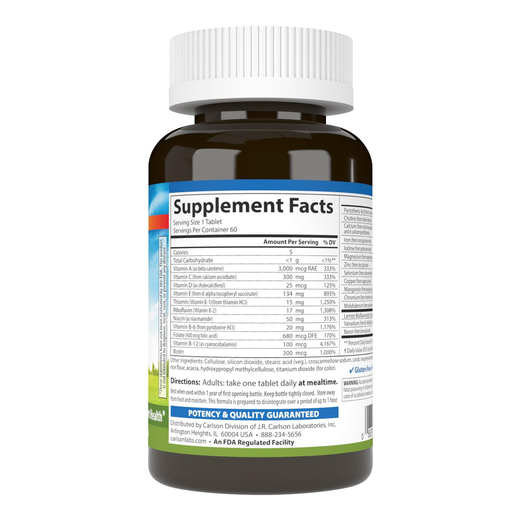 Carlson Super 1 Daily, Vegetarian Multiple Formula, 60 Tablets