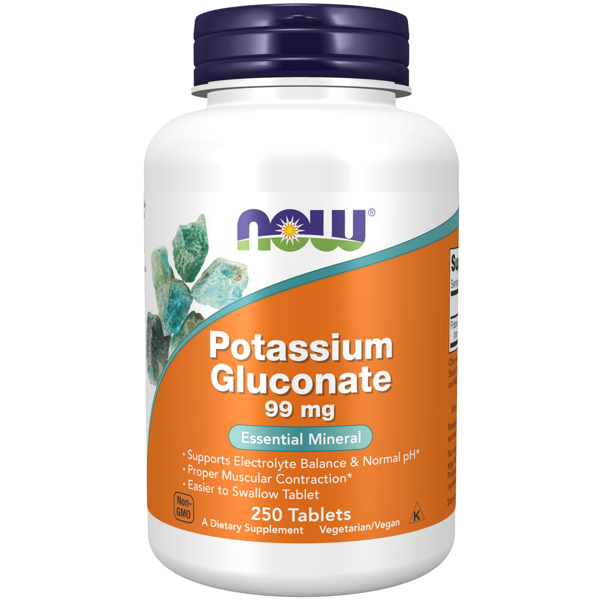 NOW Supplements, Potassium Gluconate 99mg, Easier to Swallow, 250 Tabs